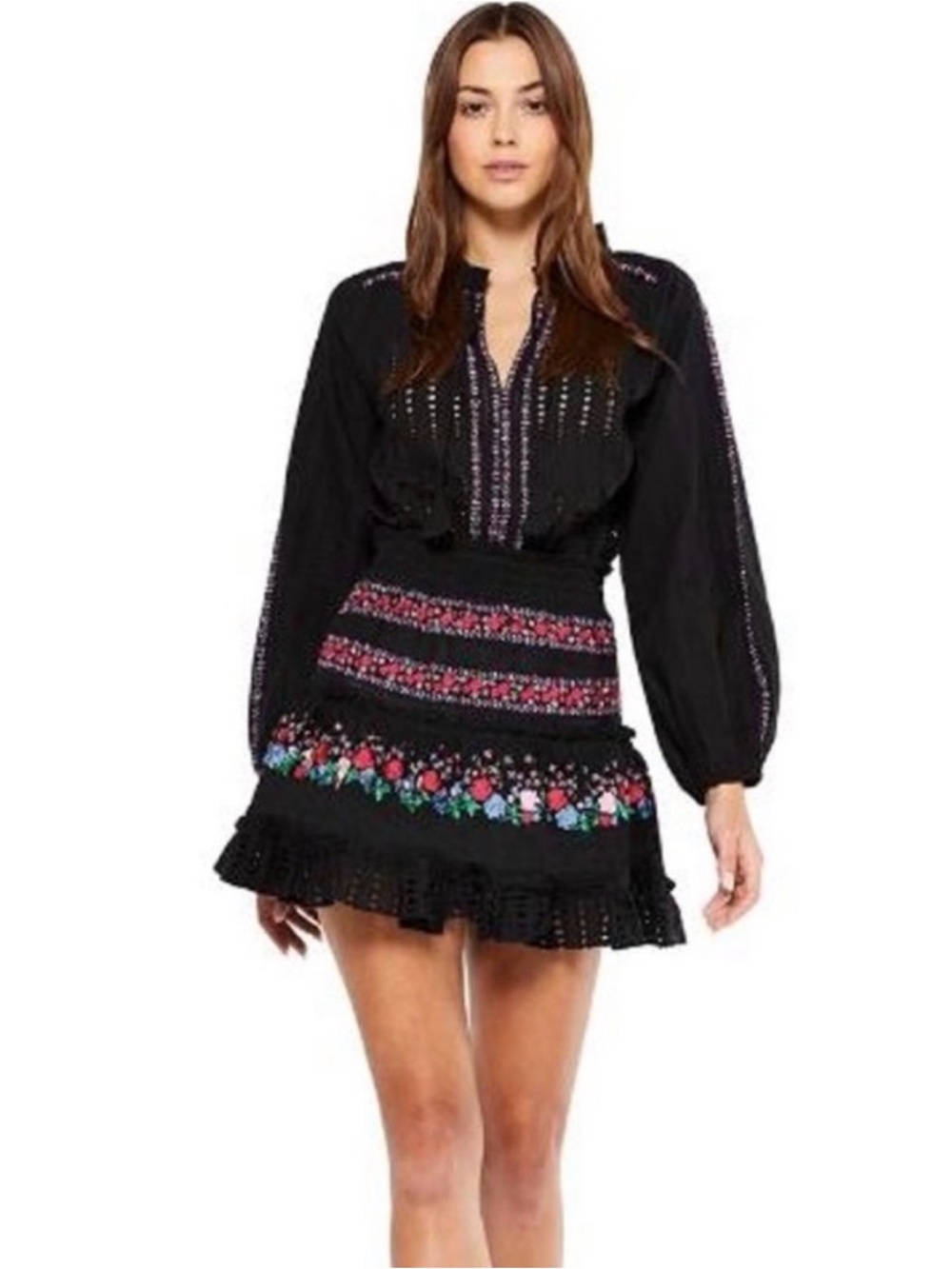Misa Los Angeles Manuela Floral Embroidered Mini Dress
